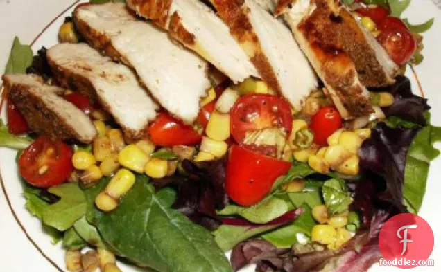 टमाटर मकई सलाद के साथ धनिया चिकन