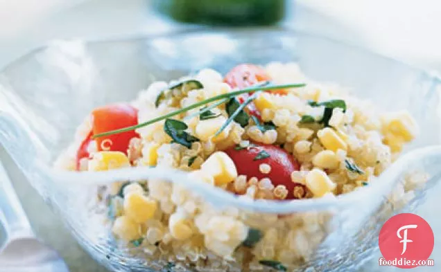 Quinoa, Corn, and Tomato Salad with Chive-Infused Oil