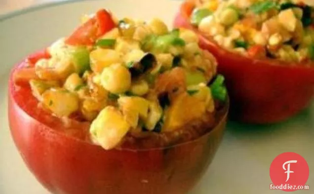 Stuffed Tomatoes with Grilled Corn Salad