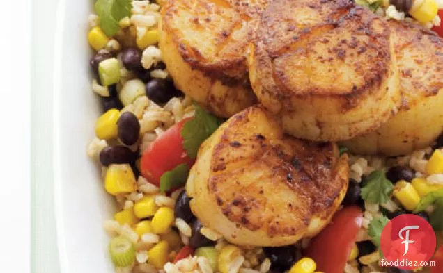 Pan-Seared Scallops with Southwestern Rice Salad