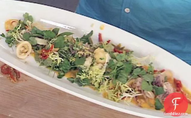Crispy Squid and Cracked Conch Salad with Orange-Chipotle Vinaigrette