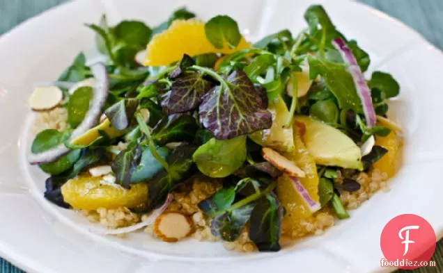 Quinoa Salad with Watercress, Oranges, Avocado, and Almonds, with Citrus Vinaigrette