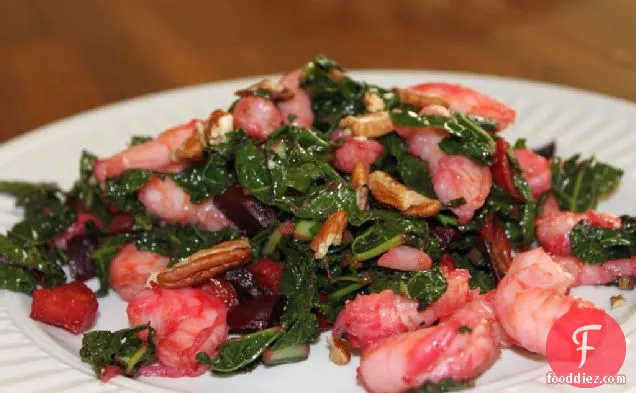 Warm Roasted Beet, Kale & Shrimp Salad