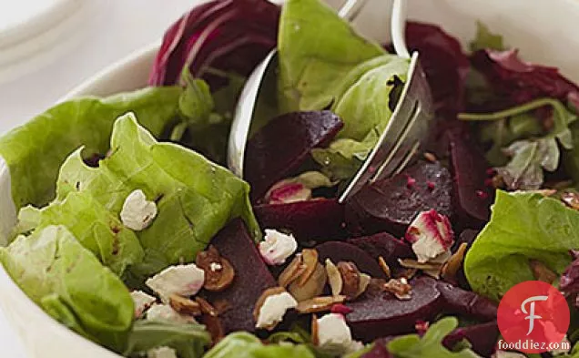 Green Salad with Roasted Beets, Goat Cheese and Almonds
