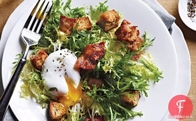 French Frisée Salad with Bacon and Poached Eggs