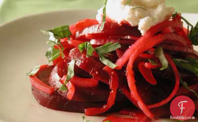 Beet and Red Onion Salad with Ricotta-Provolone Topping