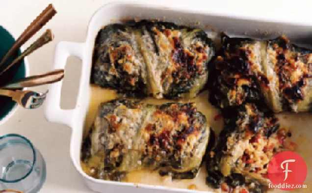 Mediterranean Rice-Stuffed Escarole