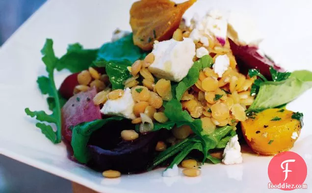 Red Lentil Salad with Feta and Beets