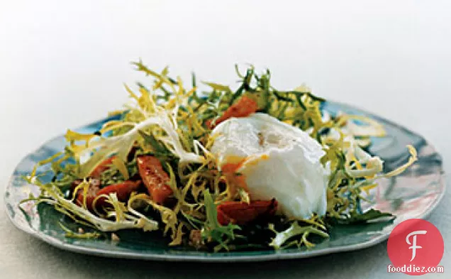Salad with Canadian Bacon and Poached Eggs