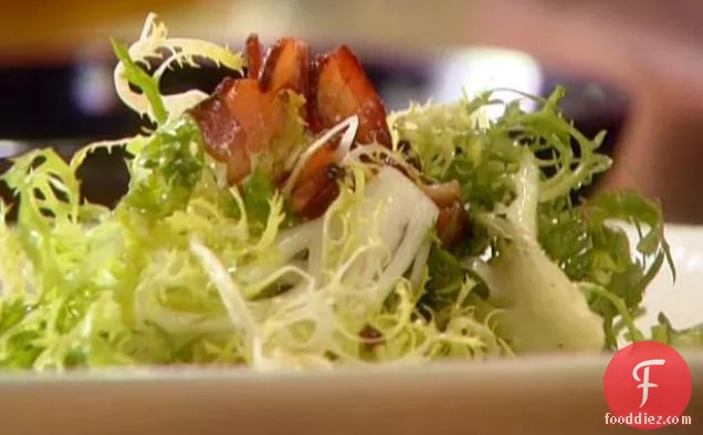 Frisee Salad with Blue Cheese, Bacon and Hazelnuts