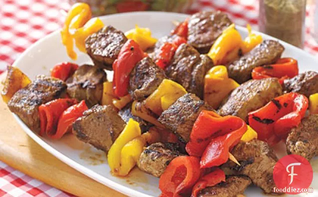 Lamb Kebabs with Roasted Peppers