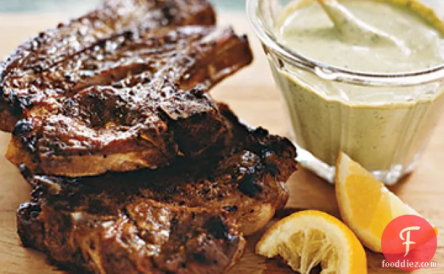 Grilled Lamb Shoulder Chops with Herb Aioli
