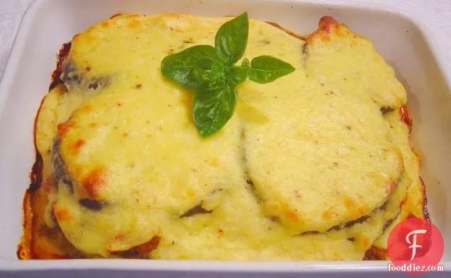 Moussaka With Halloumi and Ricotta Cheese Topping