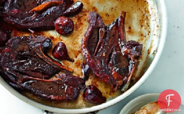 Braised Lamb Chops with Red Wine and Figs