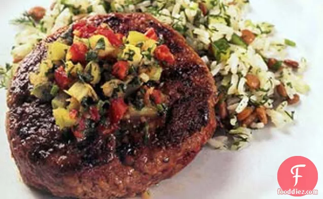 Lamb Burgers with Red-and Green-Tomato Chutney