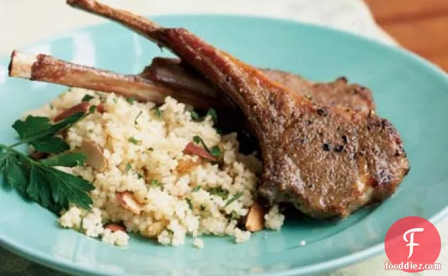 Lamb Rib Chops with Raisin-Almond Couscous