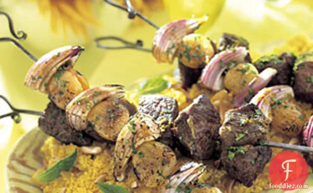 Moroccan Lamb Kebabs with Golden Couscous