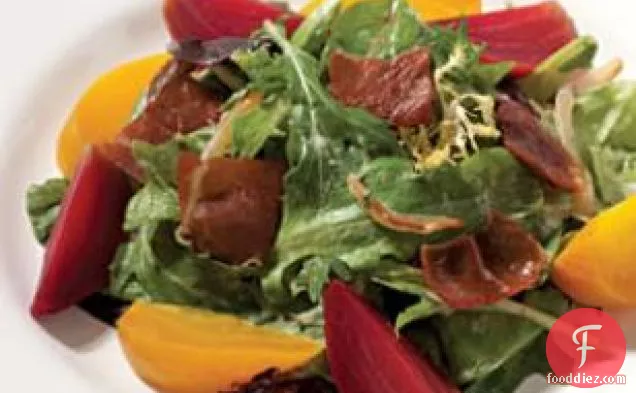 Spring Salad With Beets, Prosciutto & Creamy Onion Dressing