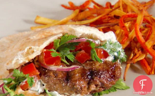 Lamb Burgers with Tzatziki Sauce and Parsley Salad