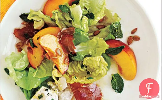 Prosciutto, Peach, and Sweet Lettuce Salad