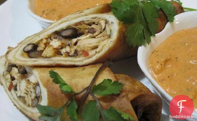 Chicken Flautas With Black Beans