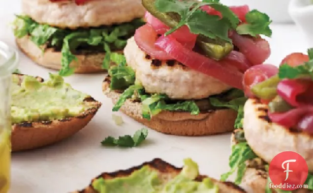 Turkey Burgers with Red Onion and Jalapenos