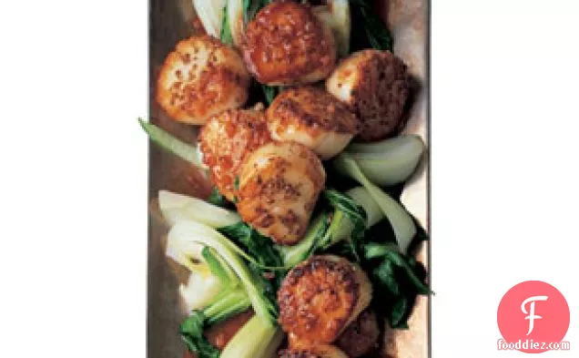 Seared Coriander Scallops With Bok Choy And Hoisin