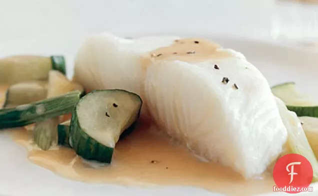 Sea Bass and Cucumbers in Champagne Sauce