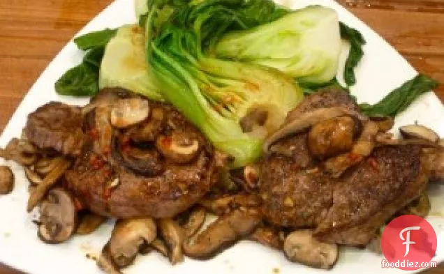 Skinny-fied Steak With Mushrooms, Bok Choy And Gingered Tamari