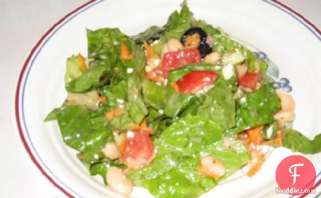 Big Fat Greek Salad With White Beans, Kalamata Olives and Feta