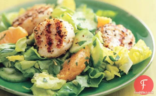 Pepper and Coriander Scallop Skewers with Tarragon Salad