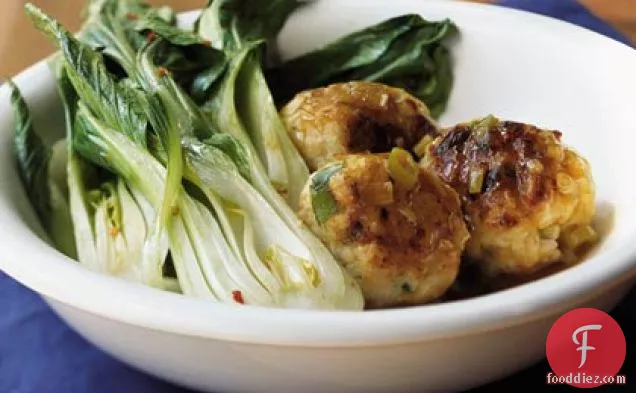 Turkey-Jasmine Rice Meatballs with Baby Bok Choy