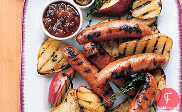Grilled Chicken Sausage with Pears