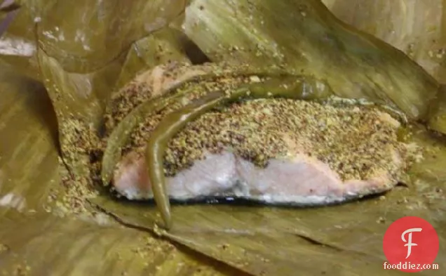 Fish steamed in Banana leaves