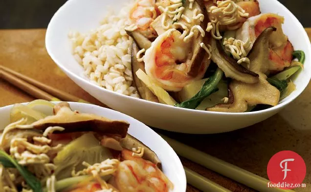 Shrimp-and-Bok Choy Stir-Fry with Crispy Noodles