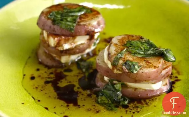 Grilled Potato and Goat Cheese Napoleon with Balsamic-Basil Vinaigrette