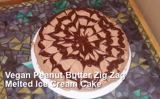 Vegan Peanut Butter Zig Zag Melted Ice Cream Cake - Dairy Free Recipes