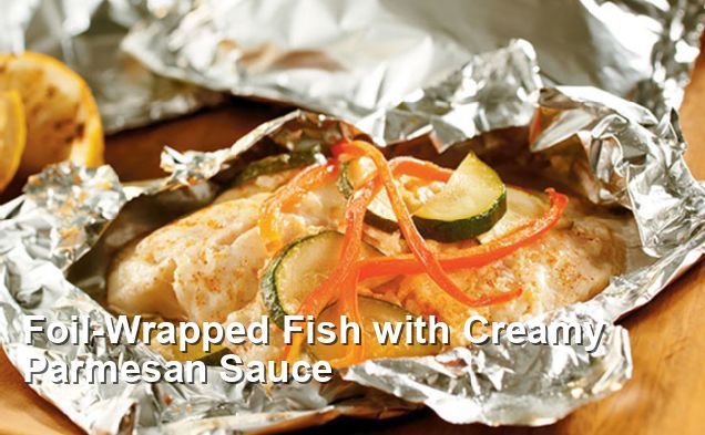 Foil-Wrapped Fish with Creamy Parmesan Sauce - Gluten Free Recipes